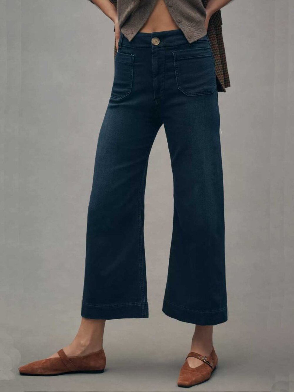 Anthropologie Maeve Colette Knit Crop High Rise Wide-Leg Pants 28P